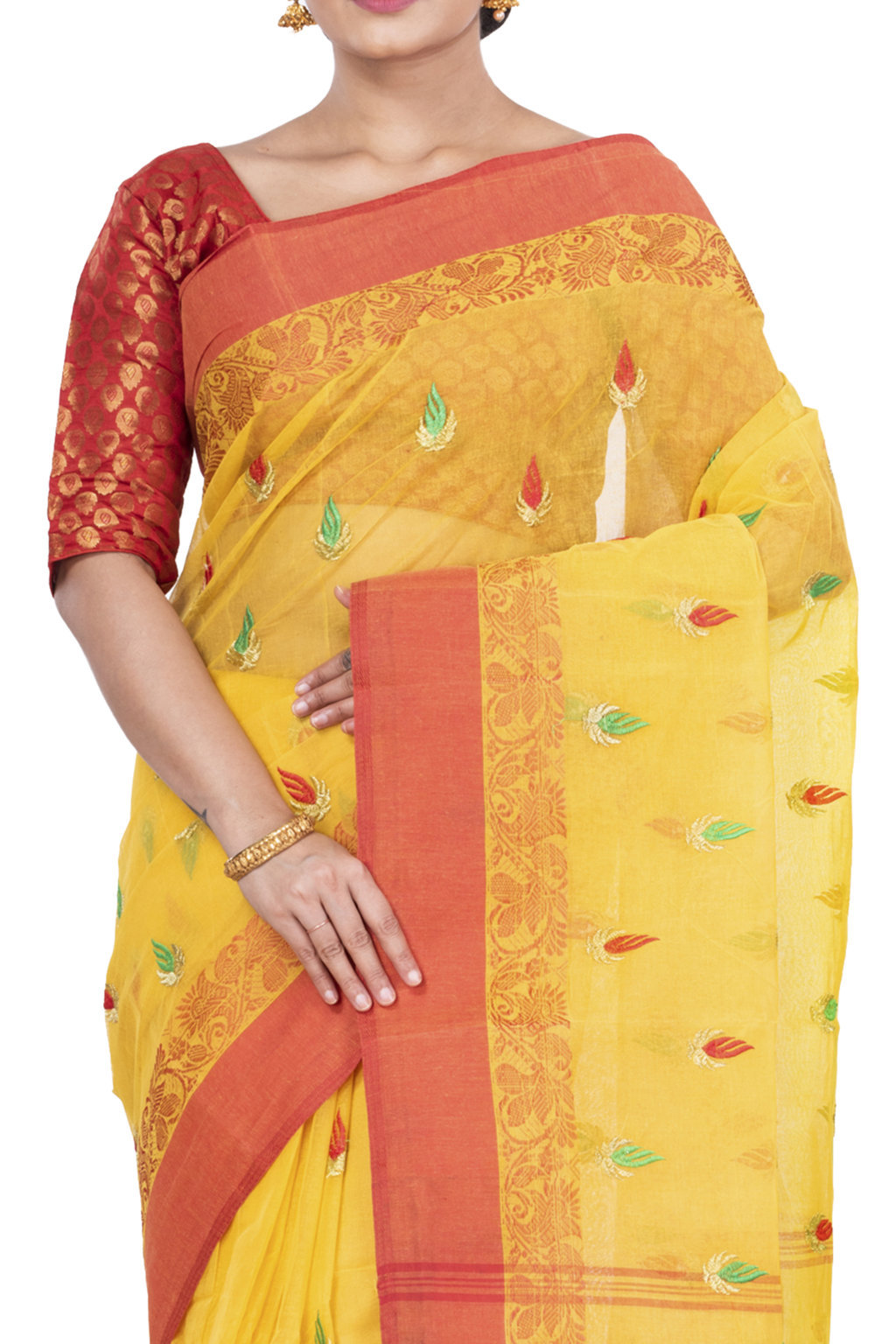 Yellow Pure Cotton Dip_Embro Tant Embroidery (659)